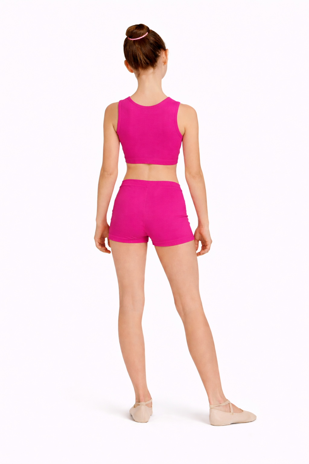 TOP DANZA LYCRA CORTO CON SPALLINE SPESSE FUCSIA BAMBINA